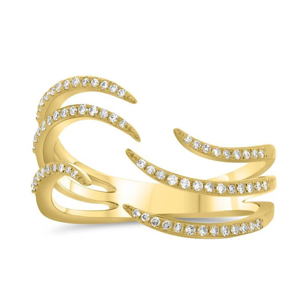 14K White, Yellow or Rose Gold 0.20cttw Open Wave Diamond Pave Ring - 14K White Gold