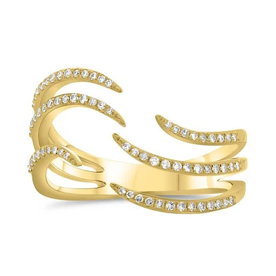 14K White, Yellow or Rose Gold 0.20cttw Open Wave Diamond Pave Ring - 14K White Gold