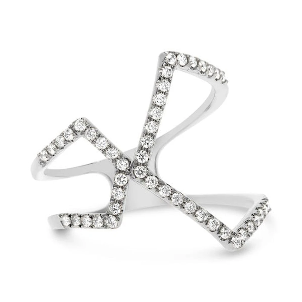 14K White, Yellow or Rose Gold 0.27cttw Diamond Geometric Ring - 14K White Gold