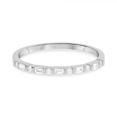14K White, Yellow or Rose Gold 0.18cttw Diamond Art Deco Inspired Ring - 14K White Gold