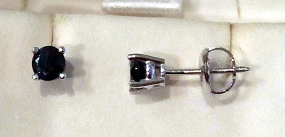 14K White Gold Sapphire Stud Earrings