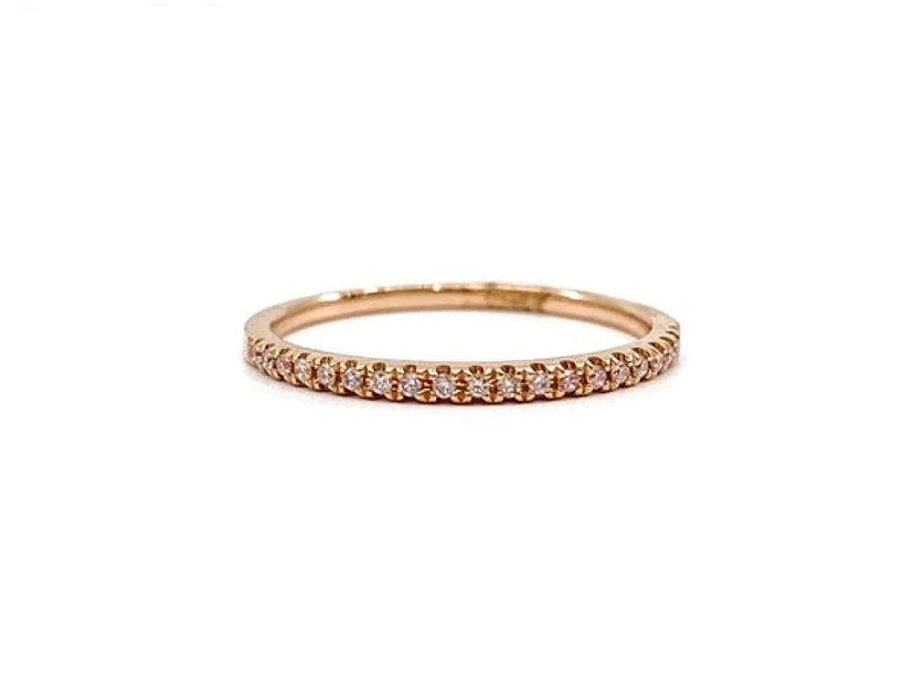 14K Rose Gold 0.09cttw Pink Diamond Band - Size 6.5