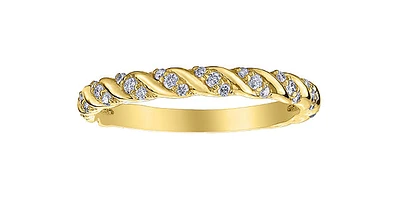 10K Yellow Gold 0.20cttw Diamond Twist Ring - Size 6.5