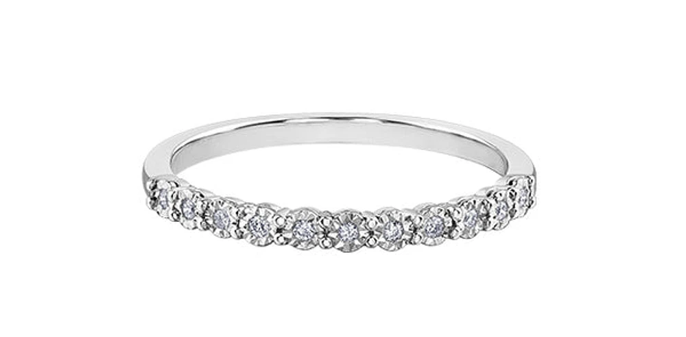 10K White Gold 0.055cttw Illusion Setting Diamond Ring - Size 6.5