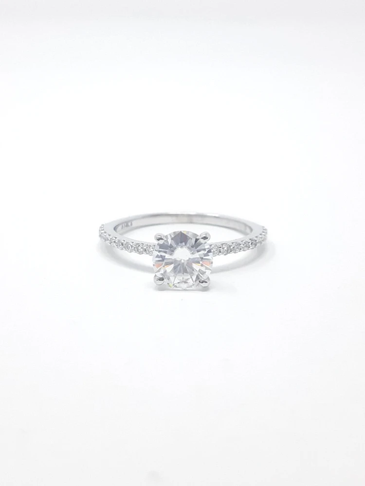 Diamond and Moissanite Engagement Ring