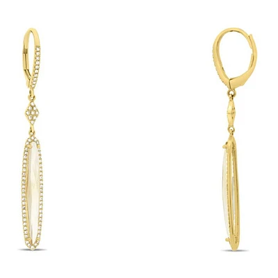 14K Yellow Gold Citrine and Diamond Dangle Earring