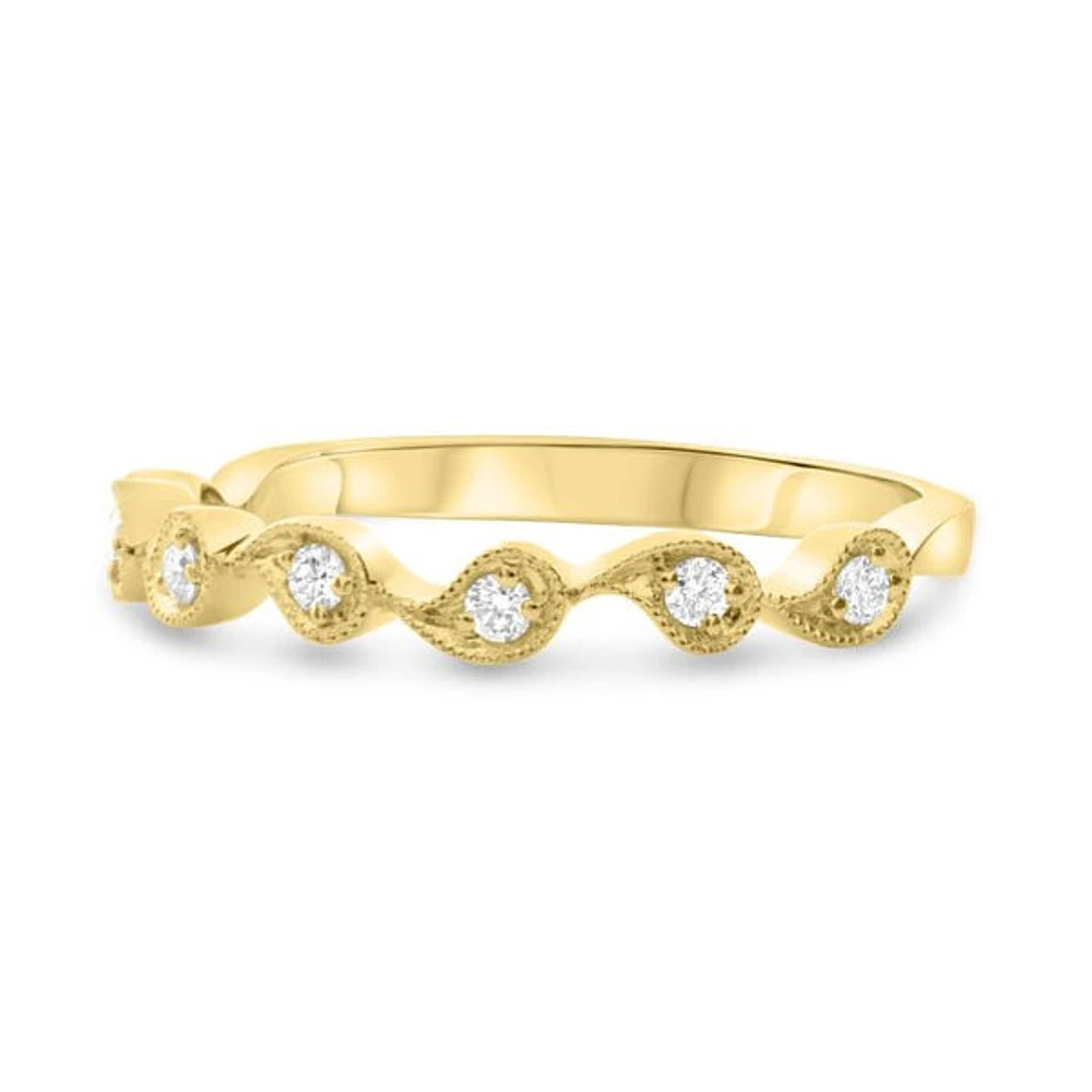 14K White, Yellow or Rose Gold 0.12cttw Diamond Milgrain Tear Drop Ring - 14K White Gold