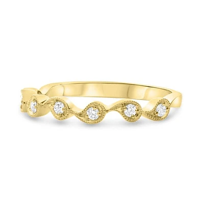 14K White, Yellow or Rose Gold 0.12cttw Diamond Milgrain Tear Drop Ring - 14K White Gold