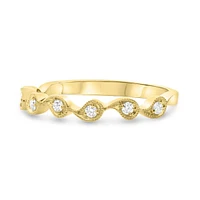 14K White, Yellow or Rose Gold 0.12cttw Diamond Milgrain Tear Drop Ring - 14K White Gold