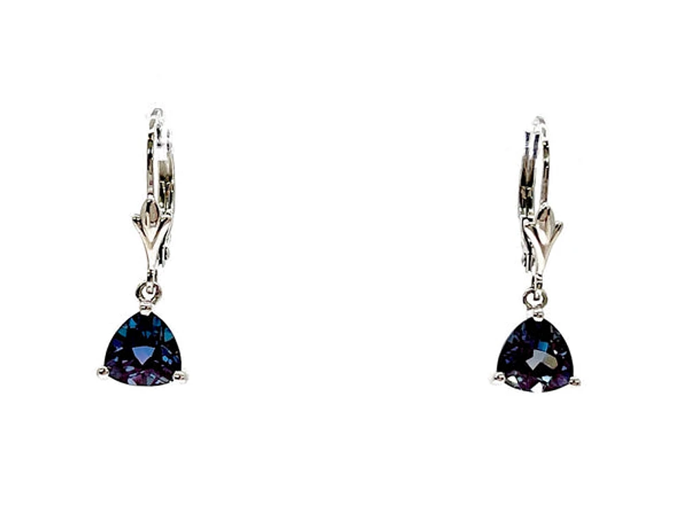 10K White Gold Created Alexandrite Earrings