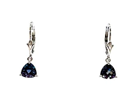 10K White Gold Created Alexandrite  Earrings