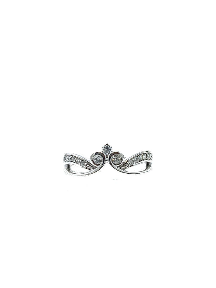 10K White Gold 0.30cttw Diamond Crown Ring, size 6.5