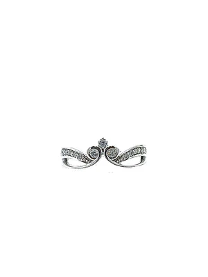 10K White Gold 0.30cttw Diamond Crown Ring, size 6.5
