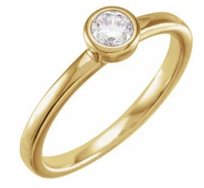 14K 0.50 CT Lab-Grown Diamond Bezel-Set Ring - gold /