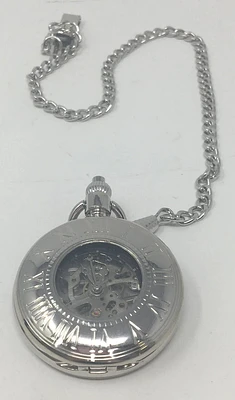 Skeleton Black Dial Engravable Pocket Watch