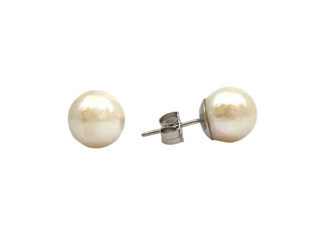 14K Gold 7-7.5mm Cultured Pearl Earrings with Butterfly Backs