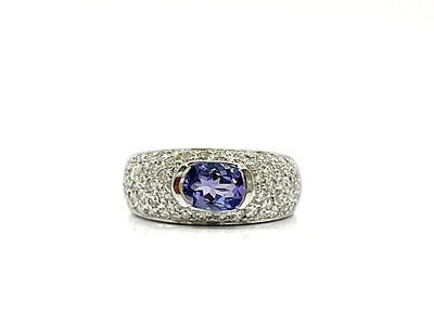 14K White Gold 0.80cttw Tanzanite & 0.60cttw Diamond Ring, size 6.5