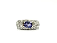 14K White Gold 0.80cttw Tanzanite & 0.60cttw Diamond Ring, size 6.5