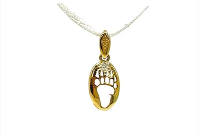 14K Yellow Gold 0.03cttw Diamond Little Bear Paw Pendant - 8mm x 14mm