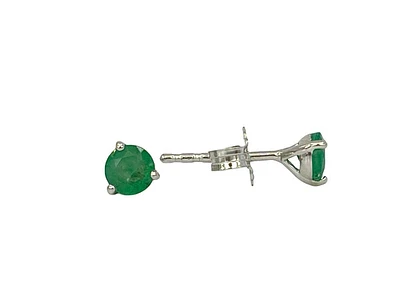 10K White Gold 0.46cttw Emerald Stud Earrings