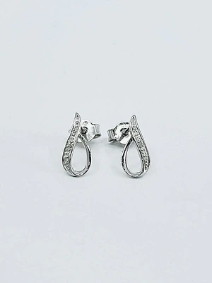 10K White Gold Diamond Earring