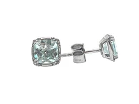 10K White Gold Aquamarine and Diamond Earrings