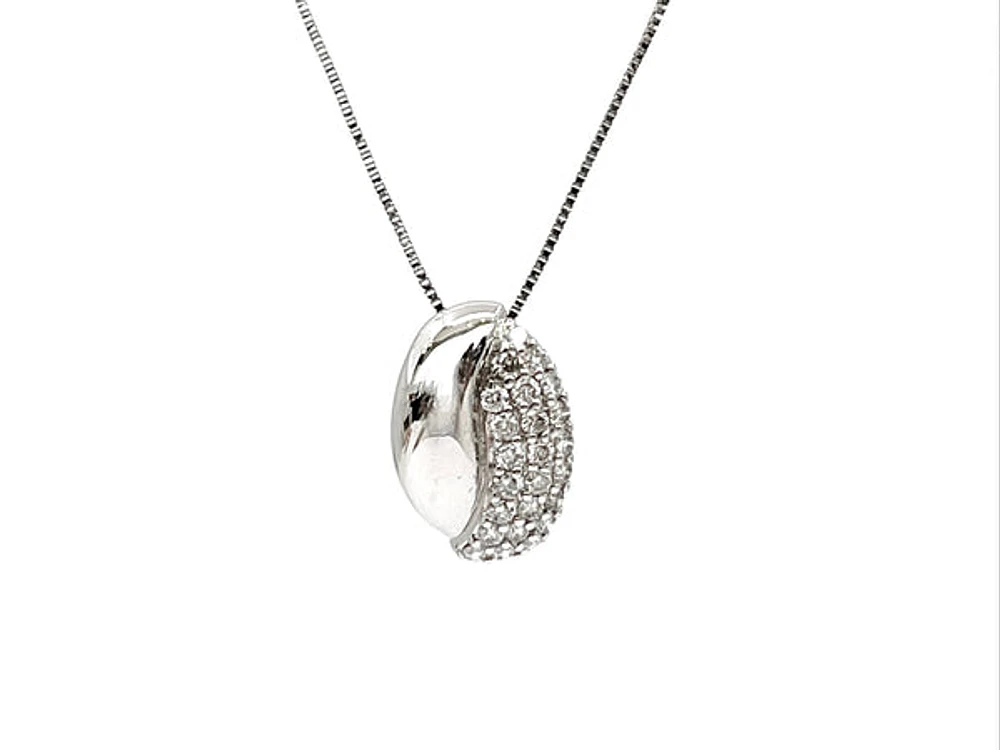 10K White Gold 0.30cttw Diamond Pendant, 18"