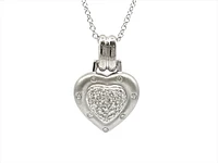 14K White Gold 0.55 cttw Diamond Heart Pendant, 18"