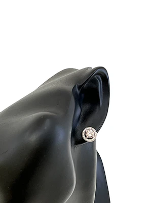 925 Sterling Silver Cubic Zirconia Halo Stud Earrings