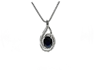 925 Sterling Silver Sapphire & Diamond Necklace