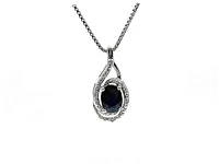 925 Sterling Silver Sapphire & Diamond Necklace