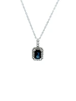 10K White Gold Genuine Sapphire & Diamond Pendant