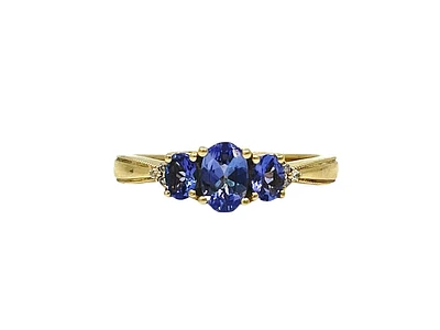 10K Yellow Gold Tanzanite & Diamond Ring, size 7