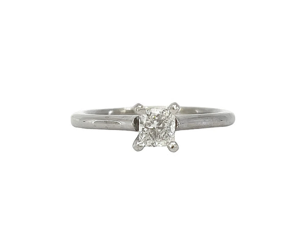 14k White Gold 0.45Cttw Lab Grown Princess Cut Diamond Engagement Ring - /