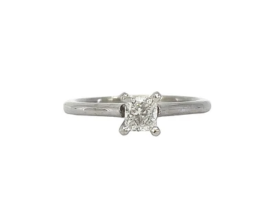 14k White Gold 0.45Cttw Lab Grown Princess Cut Diamond Engagement Ring - /