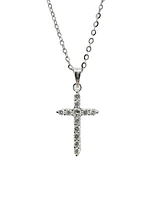 14K White Gold 0.58cttw Diamond Cross Pendant, 18"