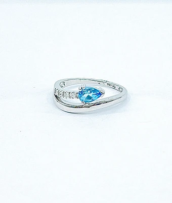Genuine Blue Topaz & Diamond Ring