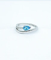 Genuine Blue Topaz & Diamond Ring