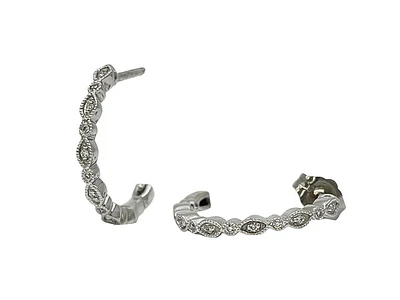 14K White Gold 0.07cttw Diamond Hoop Earrings