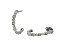 14K White Gold 0.07cttw Diamond Hoop Earrings