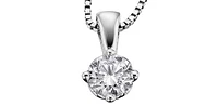 14K White Gold 0.17cttw Round Cut Canadian Diamond Pendant, 18”