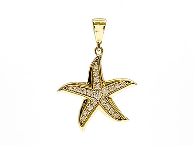 10K Yellow Gold Starfish with Cubic Zirconia Charm