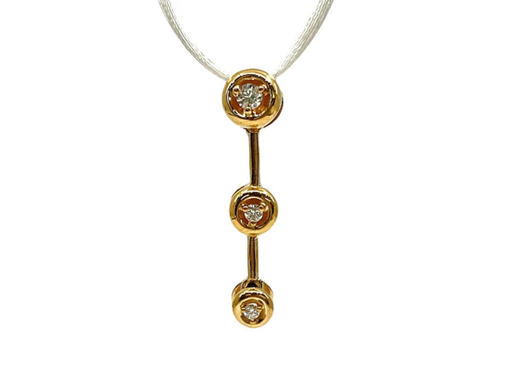 14K Yellow Gold 0.14cttw Diamond Cascade Pendant - 6mm x 27mm