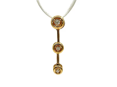 14K Yellow Gold 0.14cttw Diamond Cascade Pendant - 6mm x 27mm