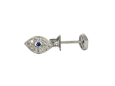 10K White Gold Blue Sapphire and Diamond Evil Eye Earrings