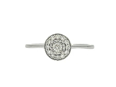10K White Gold 0.19cttw Diamond Halo Engagement Ring, size 6.5