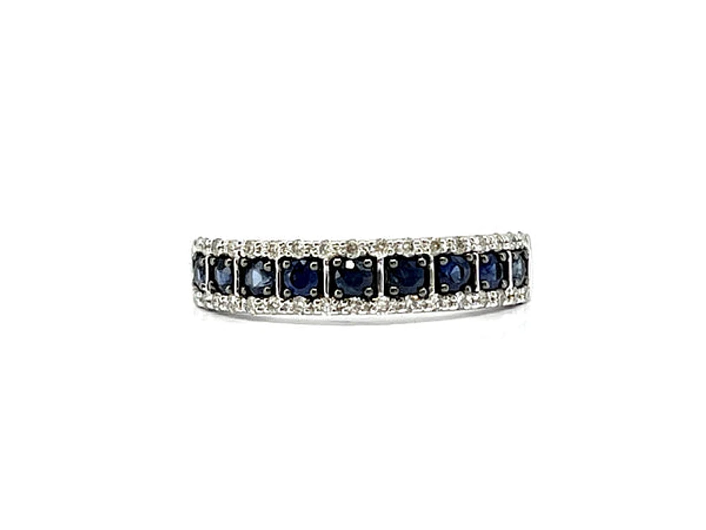 14K White Gold  0.35cttw Genuine Sapphire & 0.8cttw Diamond Ring, size 7