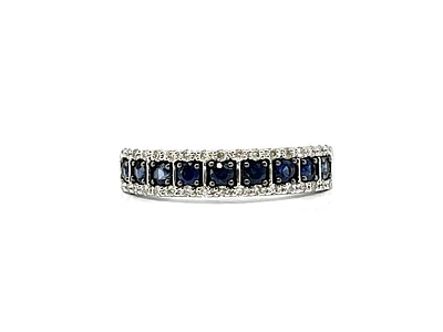 14K White Gold  0.35cttw Genuine Sapphire & 0.8cttw Diamond Ring, size 7