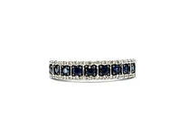 14K White Gold  0.35cttw Genuine Sapphire & 0.8cttw Diamond Ring, size 7