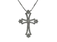 10/14K White Gold 0.62cttw Diamond Cross Pendant, 18"